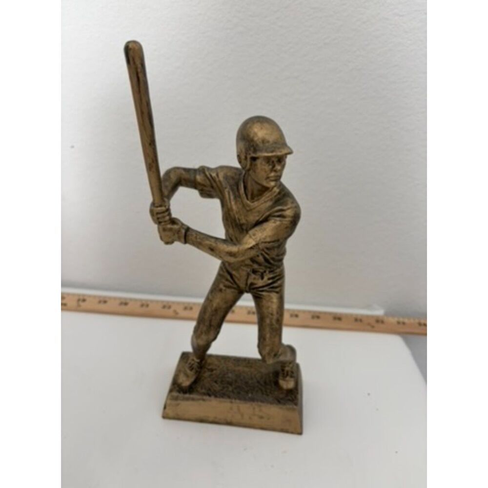 vtg bronze toned resin baseball batter trophy award